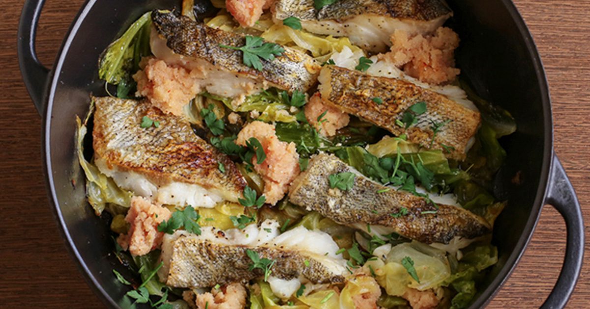Vermicular | Steamed Cod and Cabbage with Spicy Cod Roe